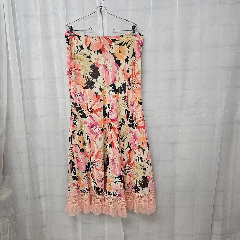 Liz Claiborne Skirt Maxi Floral Bohemian Cottage Fairy Coquette Lace 16 - Picture 11 of 11